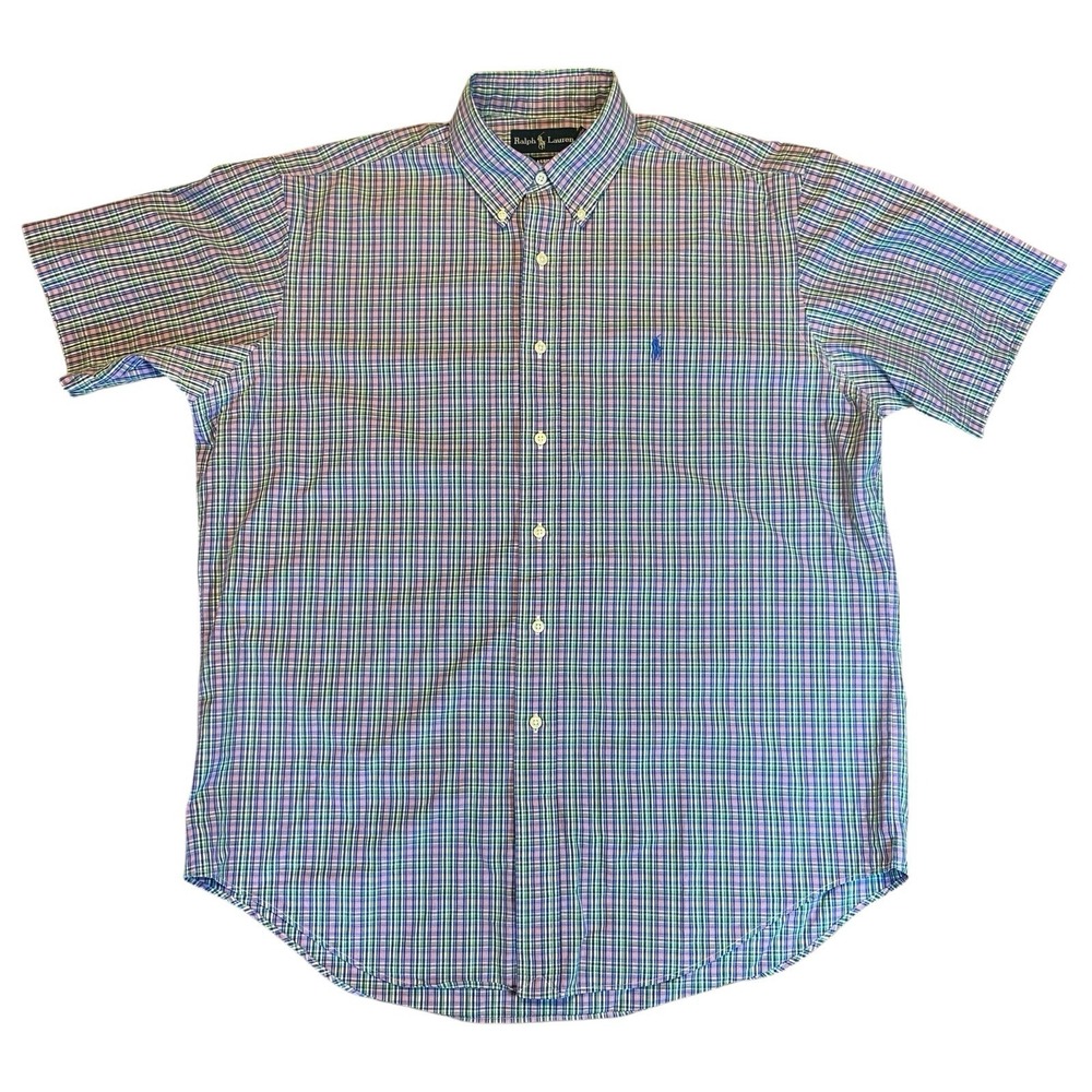 Ralph Lauren Men's Classic Fit Short Sleeve Button Up Shirt Sz L Multicolor